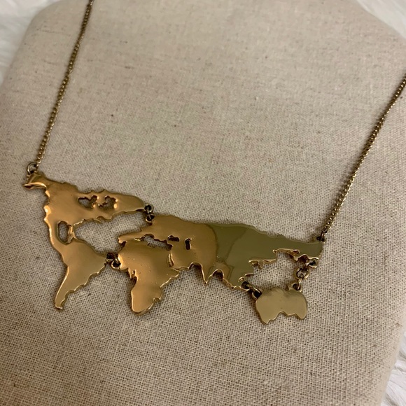 Gold World Map Necklace - Picture 3 of 3